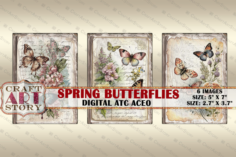 spring-butterflies-card-set-collage-insects-cards-atc-aceo