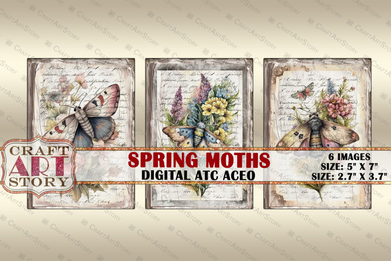 spring-moths-card-set-collage-insects-cards-atc-aceo