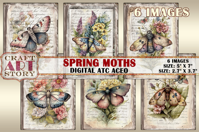 spring-moths-card-set-collage-insects-cards-atc-aceo