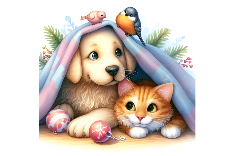 cute-dog-and-cat-hide-and-seek