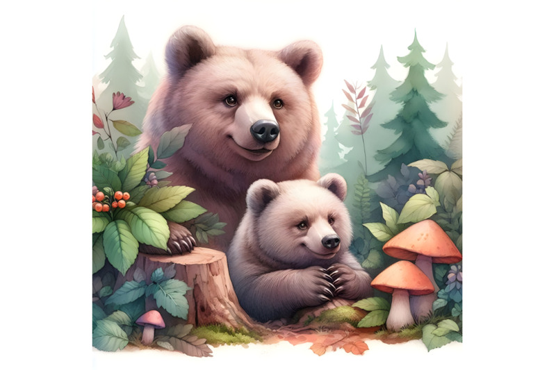 two-bears-in-the-forest-among-the-leaves