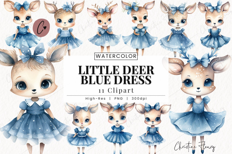 little-deer-blue-dress-clipart