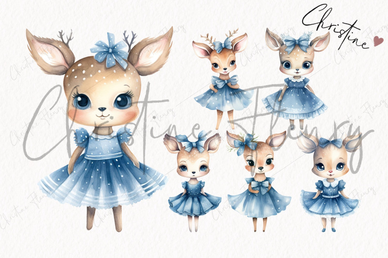 little-deer-blue-dress-clipart