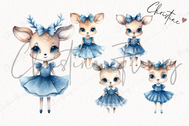 little-deer-blue-dress-clipart