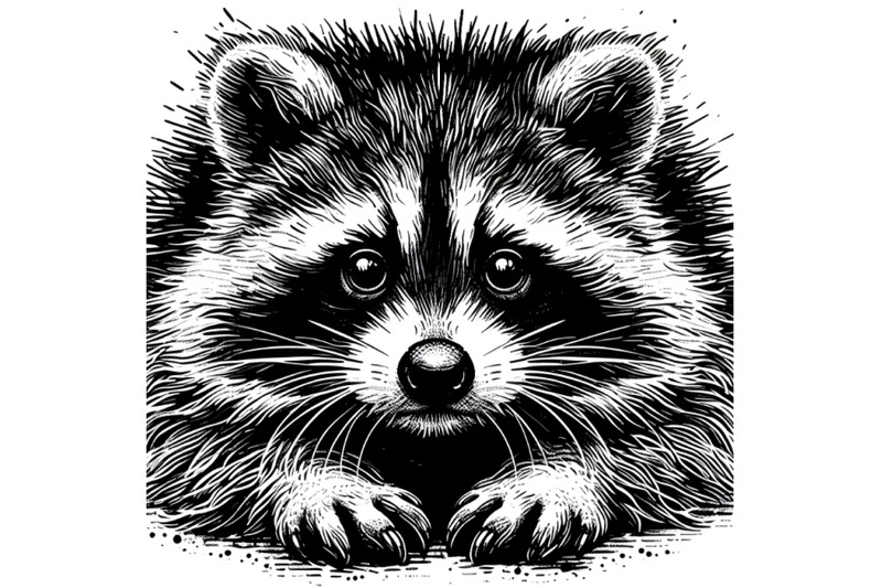 raccoon-black-and-white-grunge-drawing