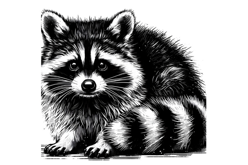 raccoon-black-and-white-grunge-drawing