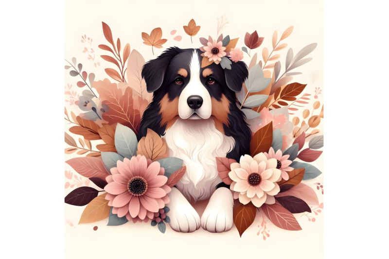 dog-flowers-and-autumn-leaves