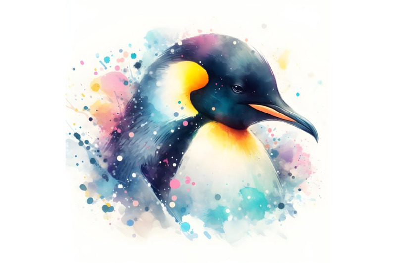 emperor-penguin-in-colorful-splashes