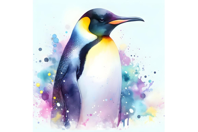 emperor-penguin-in-colorful-splashes