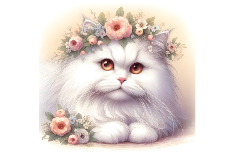 fluffy-white-cat-and-a-wreath