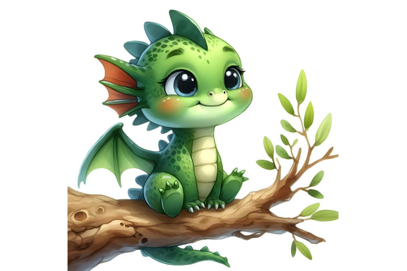 a-little-green-dragon-sitting-on-a-branch