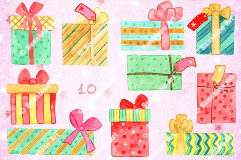 christmas-gift-boxes-watercolor-clip-art-kit