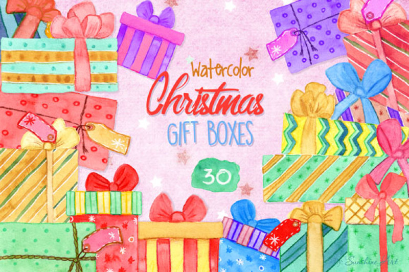 christmas-gift-boxes-watercolor-clip-art-kit