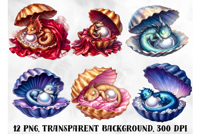 sleeping-dragons-in-seashells-clipart