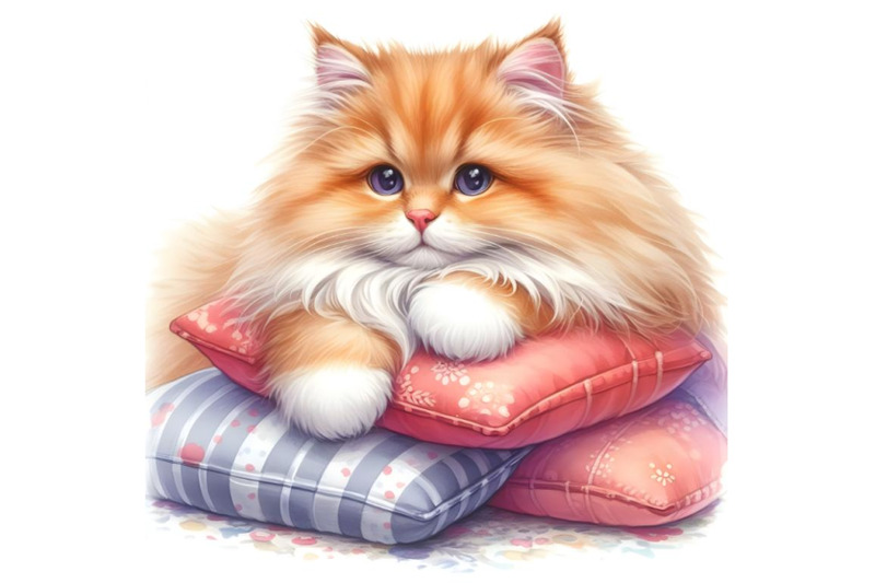 fluffy-red-cat-lying-on-the-pillows