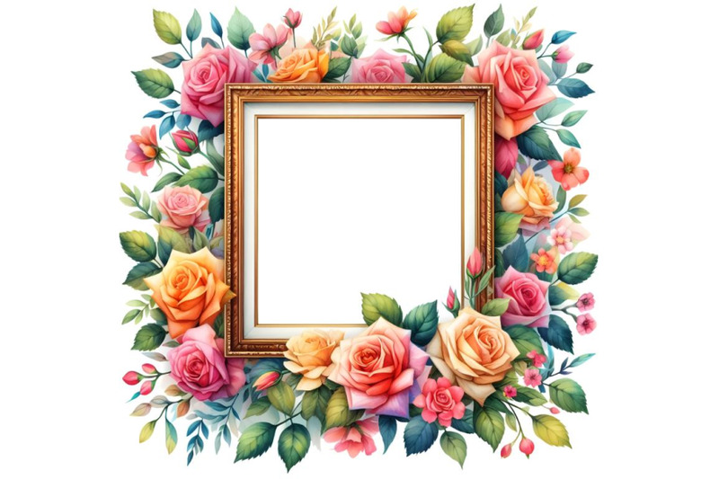 frame-is-adorned-with-vibrant-roses-and-leaves