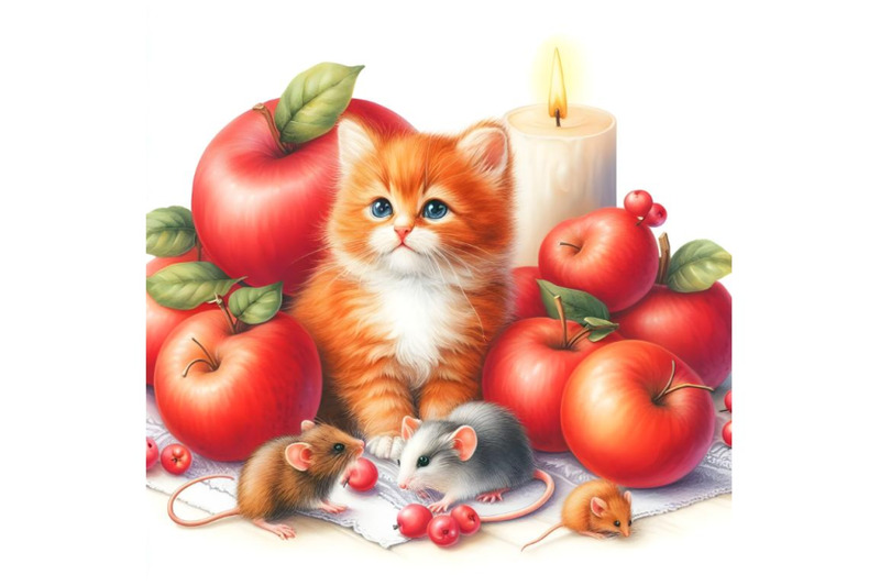 red-kitten-mice-and-small-apples