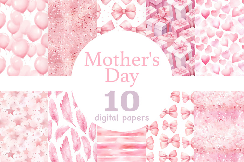 mothers-day-digital-paper-mom-pattern-set