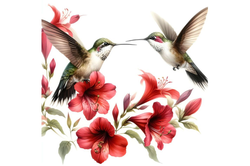 hummingbirds-and-red-flowers