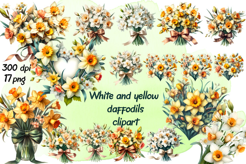 white-and-yellow-daffodils-watercolor-clipart
