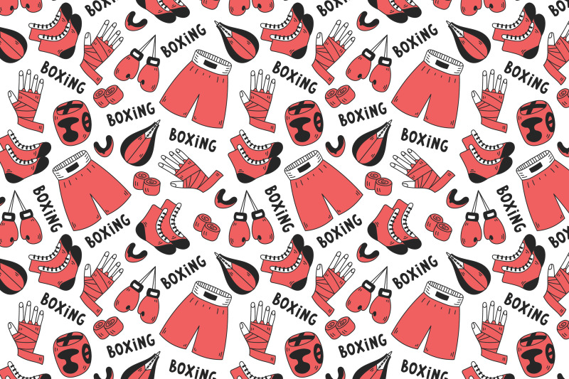 boxing-doodle-seamless-pattern