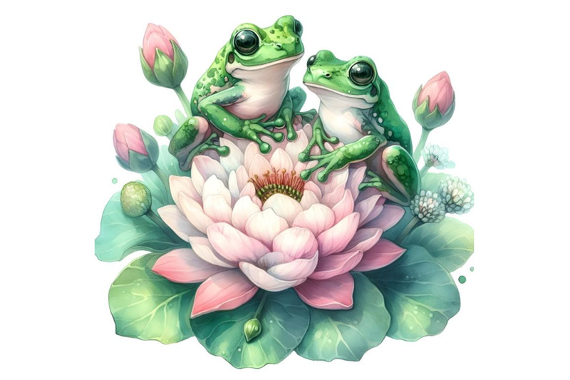 two-green-frogs-sitting-on-a-flower