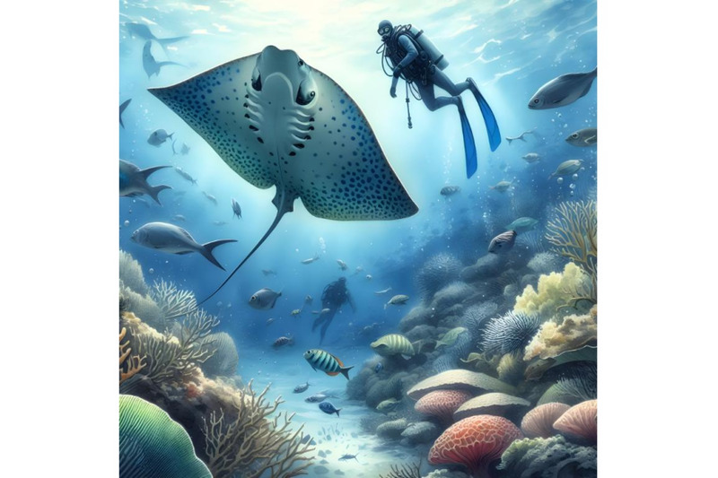 sea-stingray-and-diver