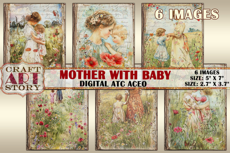 spring-mother-with-baby-collage-picture-card-atc-aceo