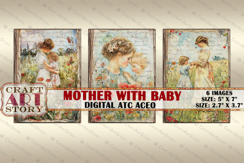 spring-mother-with-baby-collage-picture-card-atc-aceo