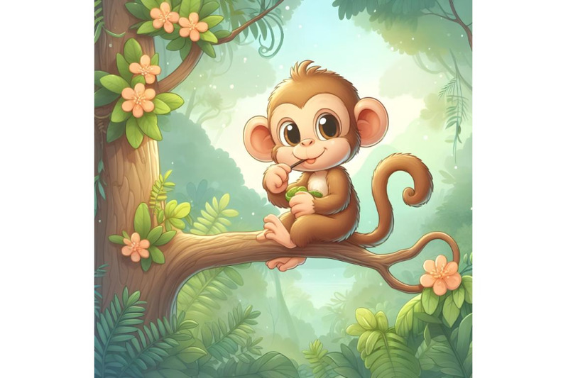 cute-young-monkey-sitting-on-branch