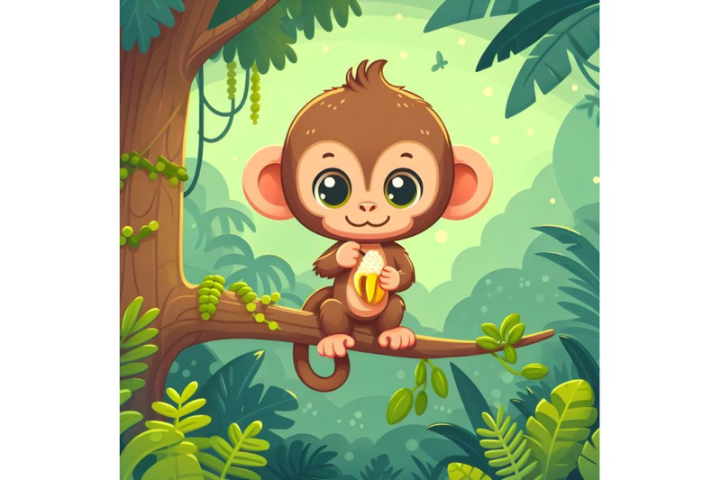 cute-young-monkey-sitting-on-branch