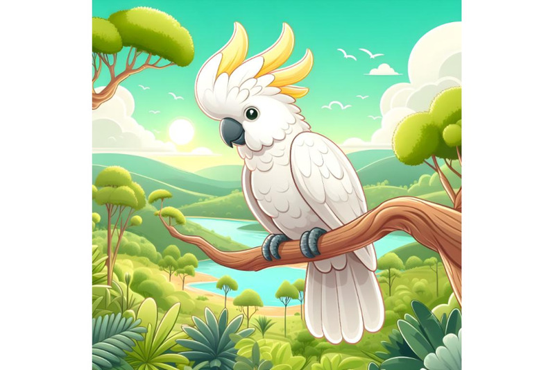 cockatoo-parrot-sitting-on-a-green