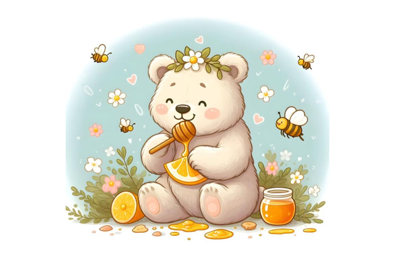 cute-bear-eats-honey