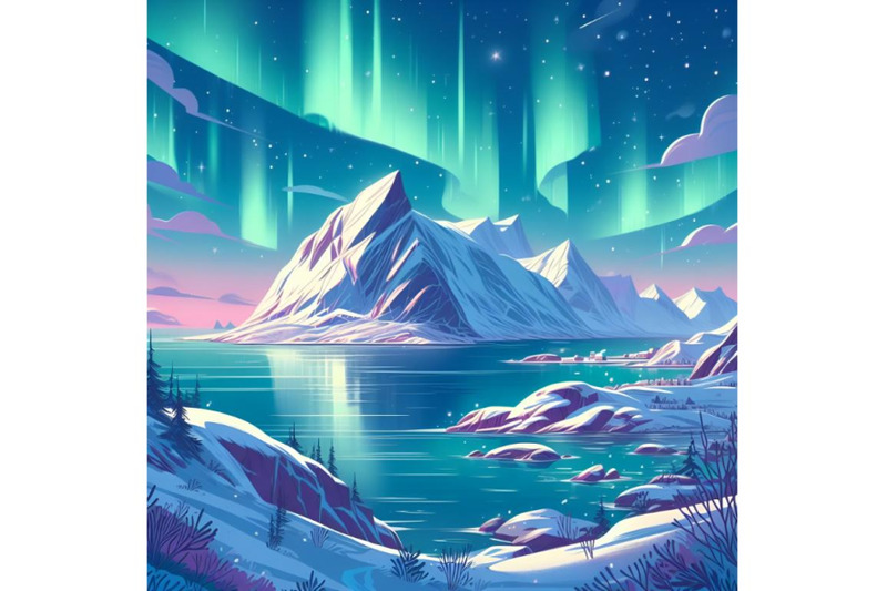 auroraglowing-over-snowy-mountain