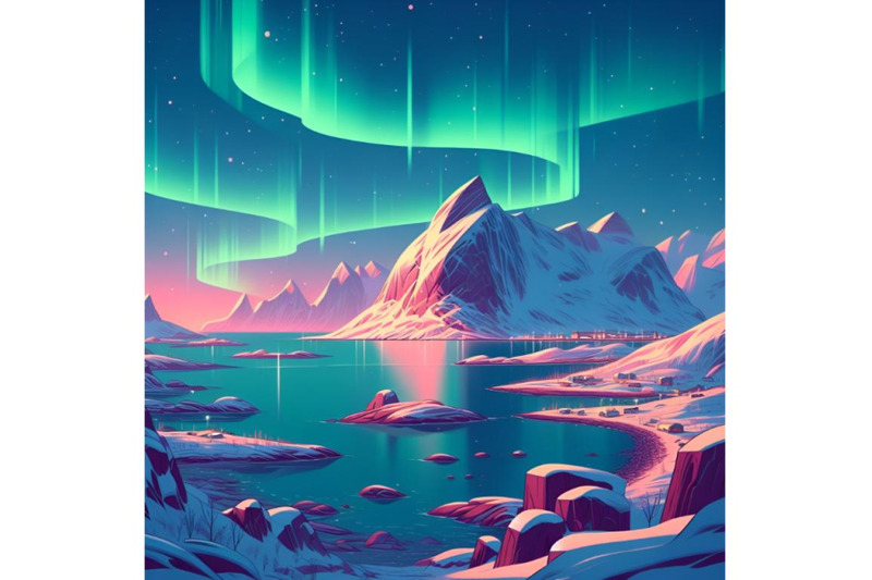 auroraglowing-over-snowy-mountain