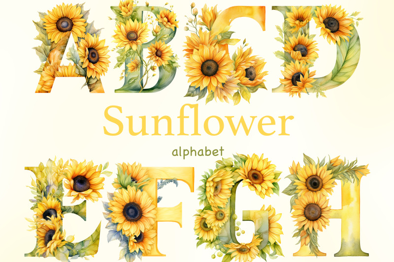 sunflowers-alphabet-yellow-letters