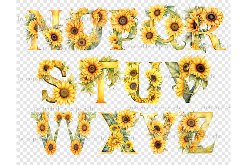 sunflowers-alphabet-yellow-letters