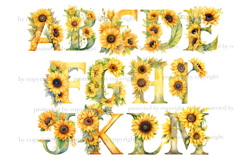 sunflowers-alphabet-yellow-letters