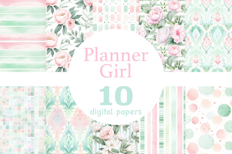planner-girl-digital-papers-pastel-color-pattern-bundle