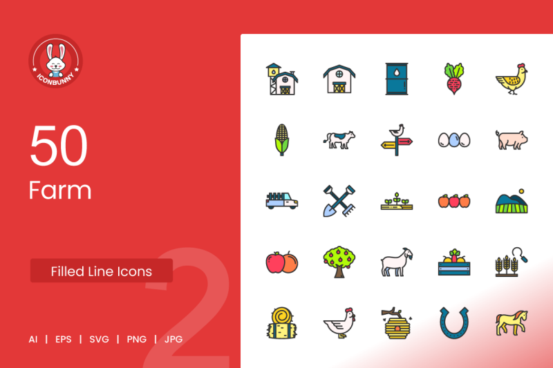 50-farm-filled-line-icons