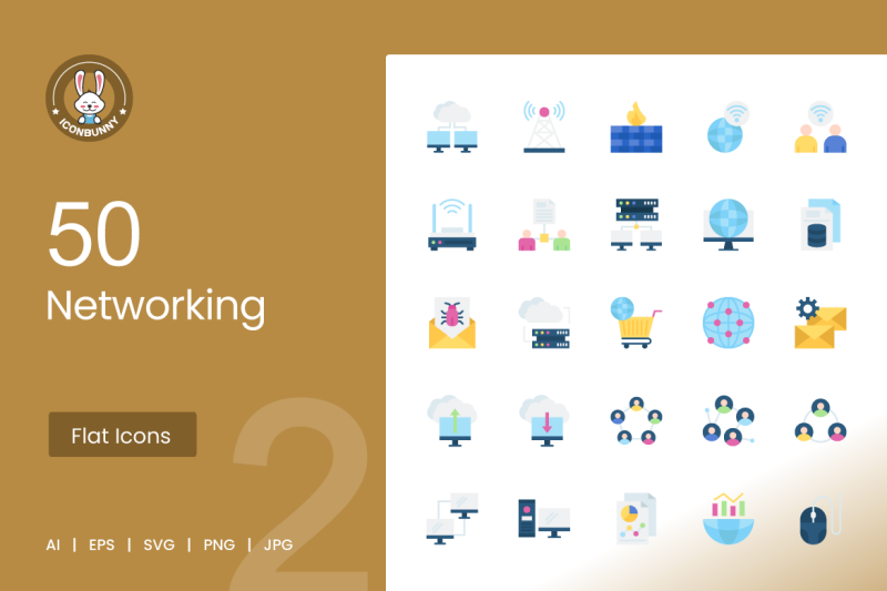 50-networking-flat-multicolor-icons