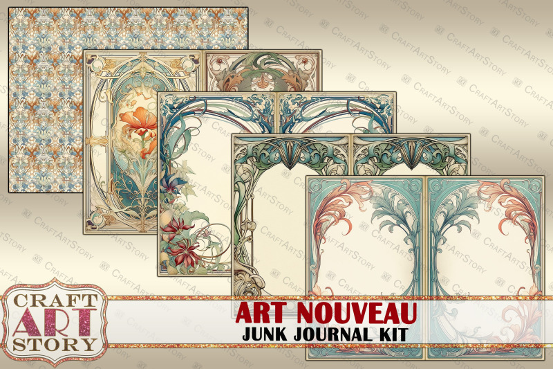 art-nouveau-junk-journal-pages-elegance-1900s-scrapbook