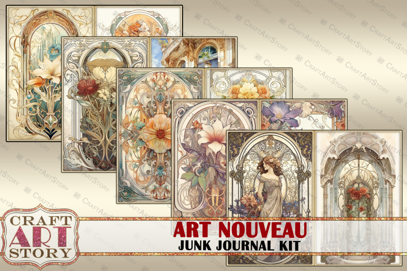 art-nouveau-junk-journal-pages-elegance-1900s-scrapbook