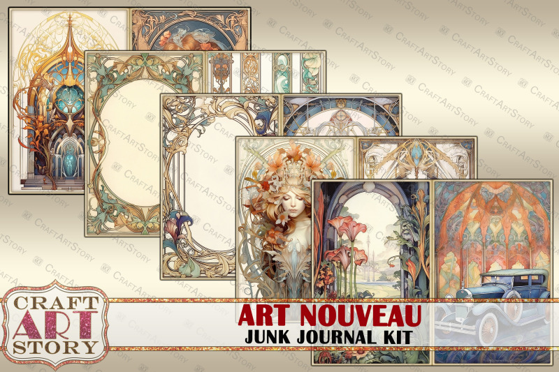 art-nouveau-junk-journal-pages-elegance-1900s-scrapbook