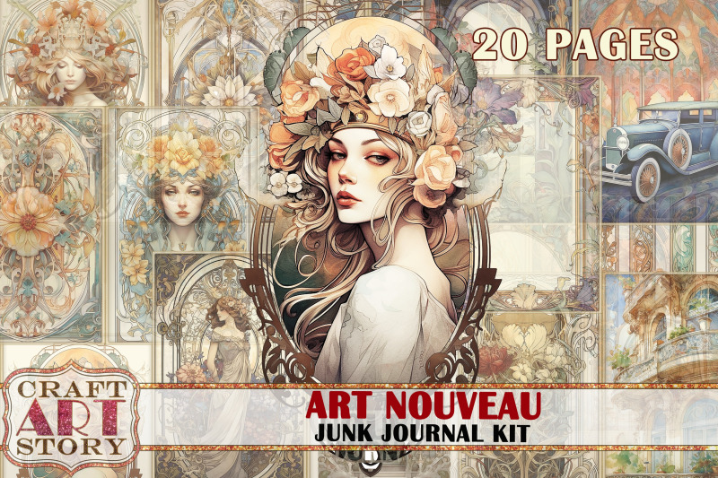 art-nouveau-junk-journal-pages-elegance-1900s-scrapbook