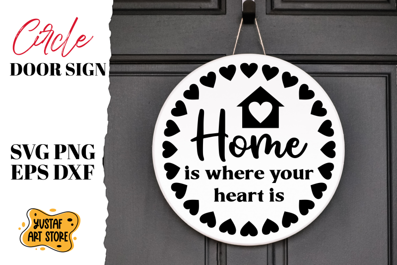 home-is-where-your-heart-is-circle-door-sign-svg-design