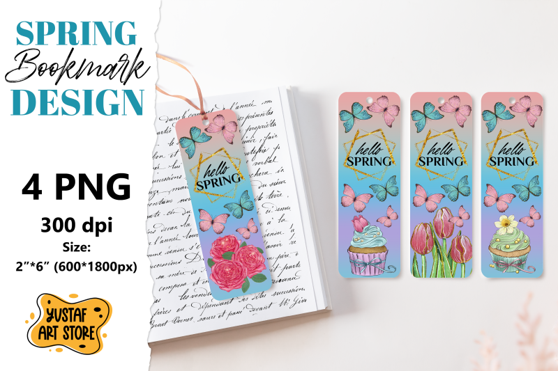 hello-spring-bookmark-printable-butterfly-bookmark-4-design