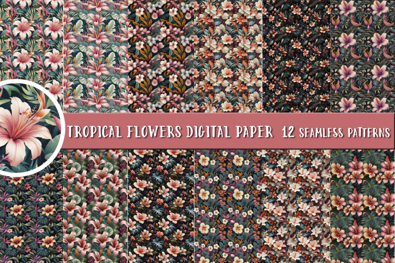 tropical-exotic-flowers-seamless-patterns