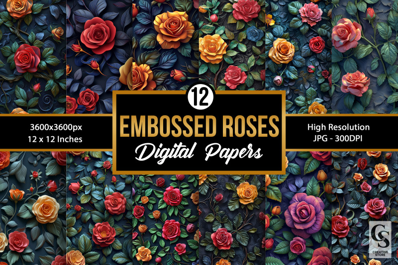 embossed-3d-roses-seamless-patterns