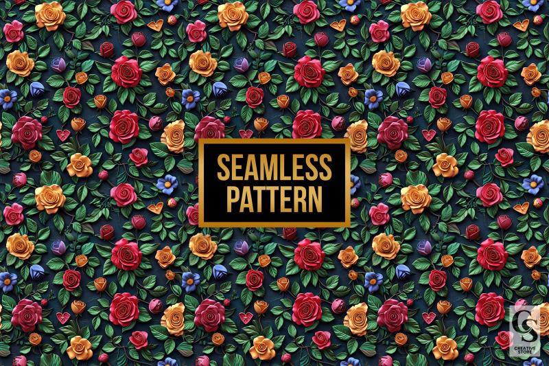 embossed-3d-roses-seamless-patterns